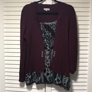 ⭐️Fox cardigan over silky dress shirt long sleeve